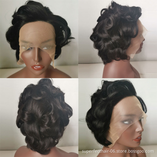 Pixie Cut Human Hair Wig Unprocessed Wholesale Vendors Raw Indian Lace Front Brazilian Virgin Cuticle Aligned Human Hair Wigs